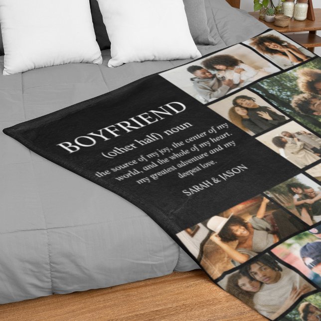 Boyfriend Definition Photo Collage Fleece Blanket (Creator Uploaded)