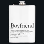 Boyfriend Definition Saying Black and White Hip Flask<br><div class="desc">Personalise for your boyfriend to create a unique valentine,  Christmas or birthday gift. A perfect way to show him how amazing he is every day. Designed by Thisisnotme©</div>