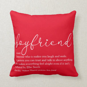 Boyfriend Definition Stylish Script Love Heart Red Cushion