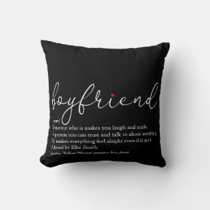 Boyfriend Definition Stylish Script Red Love Heart Cushion