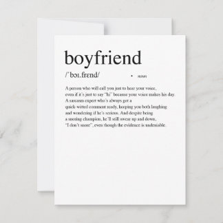 Boyfriend Definition Valentine's Day Card