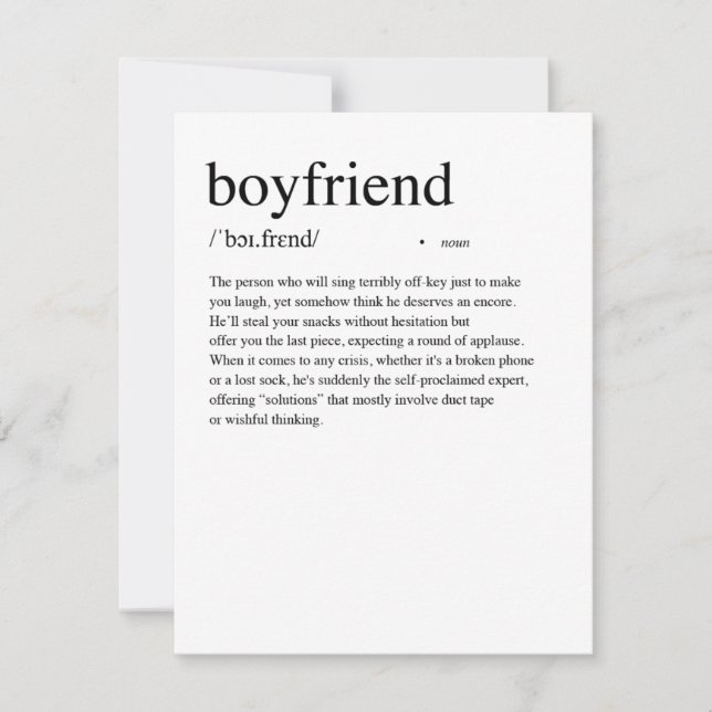 Boyfriend Definition Valentine's Day Card (Front)