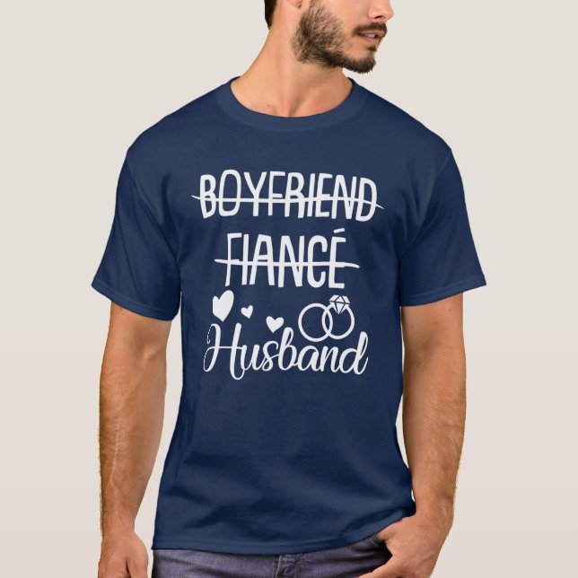 Boyfriend Fiancé Husband Engagement Matching Just T-Shirt (Front)