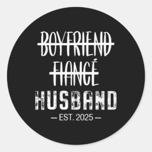 Boyfriend Fiance Husband Funny Newlywed Couples Ho Classic Round Sticker