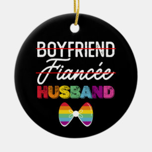 Boyfriend Fiance Husband Gay Marriage Groom LGBTQ Ceramic Ornament