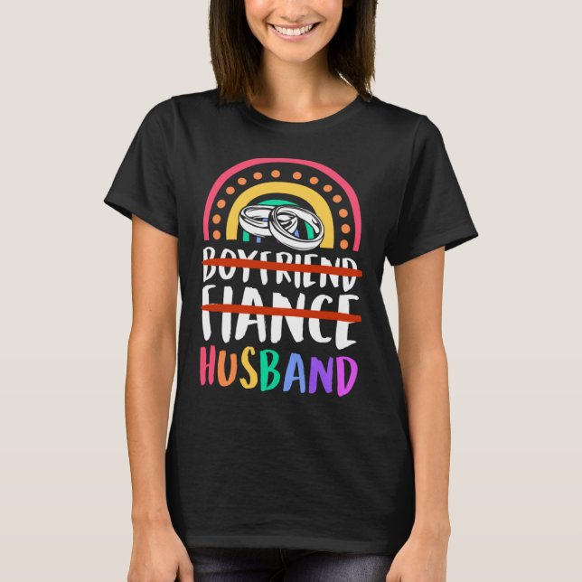 Boyfriend Fiance Husband Gay Pride Wedding Bohemia T-Shirt (Front)