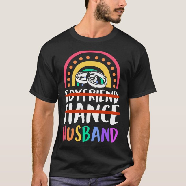 Boyfriend Fiance Husband Gay Pride Wedding Bohemia T-Shirt (Front)