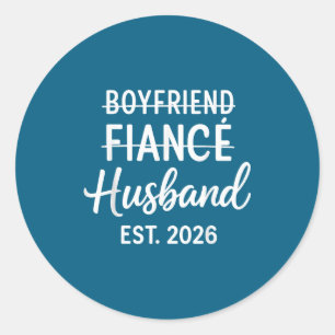 Boyfriend Fiance Husband Groom Wedding Classic Round Sticker