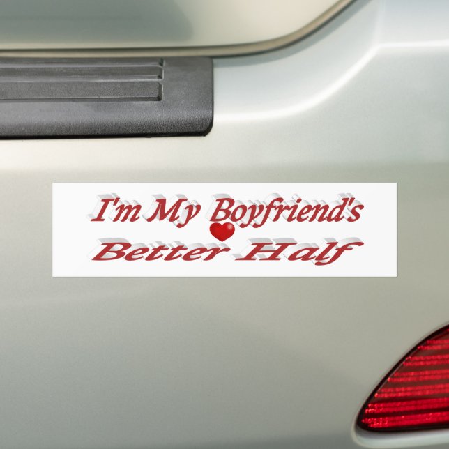 Boyfriend funny quote red text bumper sticker (On Car)
