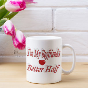 Boyfriend funny quote red text coffee mug