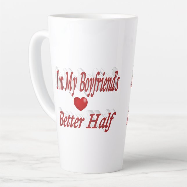 Boyfriend funny quote red text latte mug (Left Angle)