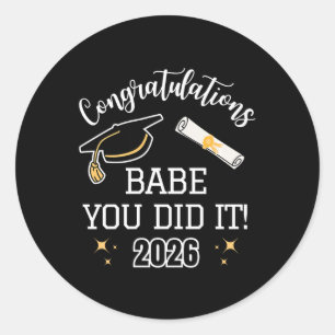 Boyfriend Girlfriend Husband Wife Graduation Day 2 Classic Round Sticker