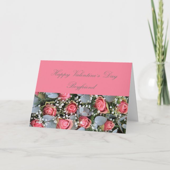 boyfriend  Happy Valentine's Day Roses Holiday Card (Front)