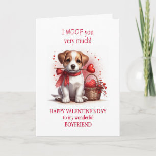 Boyfriend I Woof You Valentine's Day Puppy Dog Holiday Card