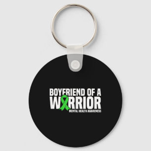 Boyfriend Of A Warrior Green Ribbon Mental Health Key Ring
