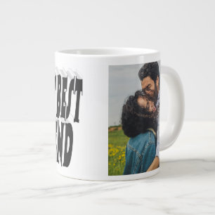 Boyfriend photo black typography large coffee mug