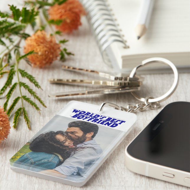 Boyfriend photo blue 3d text    key ring (Front Right)