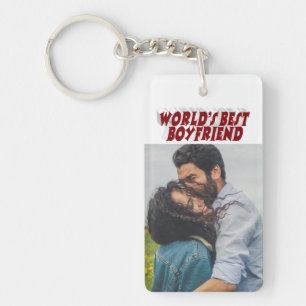 Boyfriend photo burgundy 3d text key ring