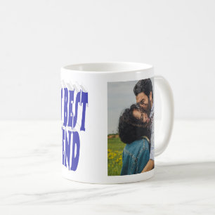 Boyfriend Photo with blue typography Coffee Mug