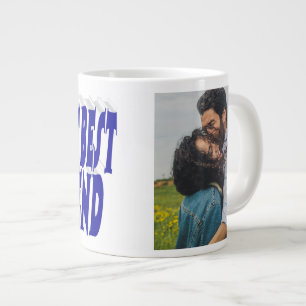 Boyfriend Photo with blue typography Large Coffee Mug