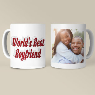 Boyfriend Photo with burgundy script Coffee Mug