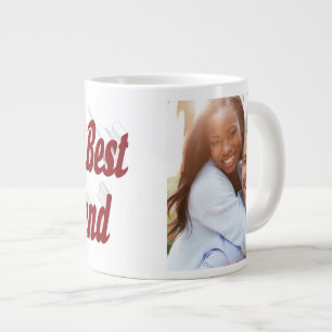 Boyfriend Photo with burgundy script Large Coffee Mug