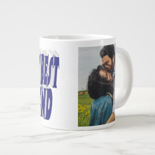 Boyfriend Photo with dark blue typography Large Coffee Mug