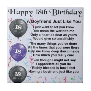 Boyfriend Poem - 18th Birthday Tile