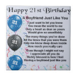 Boyfriend Poem - 21st Birthday Ceramic Tile<br><div class="desc">A great gift for a boyfriend on his 21st birthday</div>