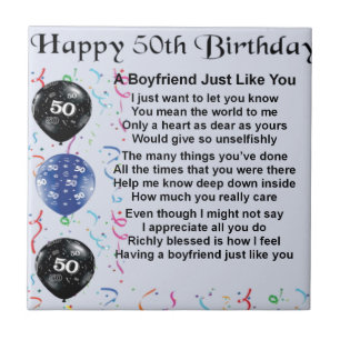 Boyfriend poem 50th birthday ceramic tile