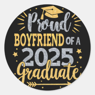 Boyfriend Senior 2025 Proud Boyfriend Of A Cl Of 2 Classic Round Sticker