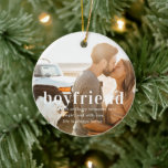 Boyfriend | Sentimental Photo Keepsake Christmas Ceramic Ornament<br><div class="desc">Make this holiday season unforgettable with our Boyfriend Sentimental Photo Keepsake Christmas Ceramic Ornament. This personalised ornament allows you to feature a treasured photo of you and your boyfriend, capturing the love and joy you share. Made from high-quality ceramic, this keepsake adds warmth and charm to any Christmas tree, serving...</div>