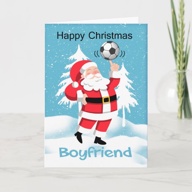 Boyfriend Soccer /Football Christmas Greeting Card (Front)