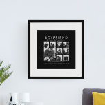 Boyfriend Together Forever Photo Collage<br><div class="desc">Memories make the best gifts, girlfriends and boyfriends will love this thoughtful, modern photo collage print, for valentines day, birthday, anniversary and any other special ocassion. The print features 9 photos, the template text 'BOYFRIEND, FOREVER TOGETHER', over a black background on one side and white on the other, personalised with...</div>
