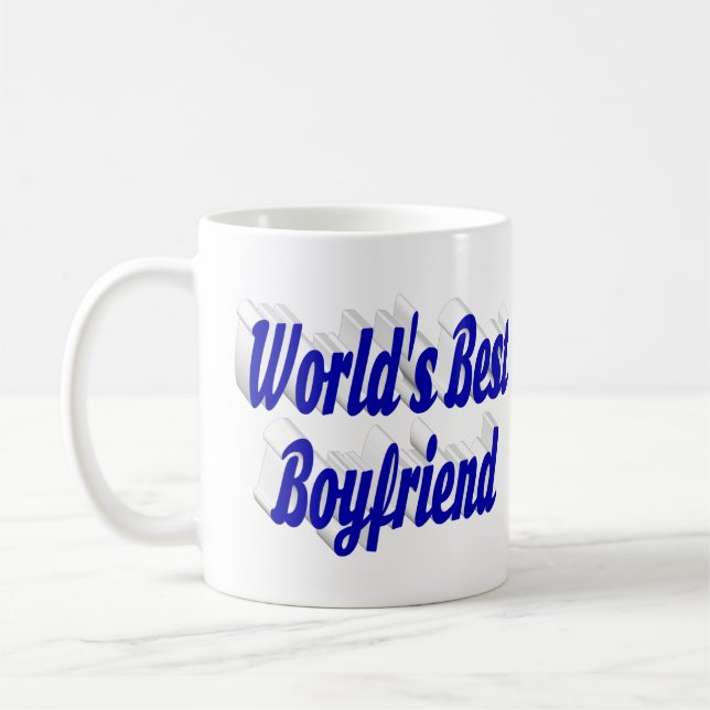 Boyfriend with blue half script coffee mug (Left)