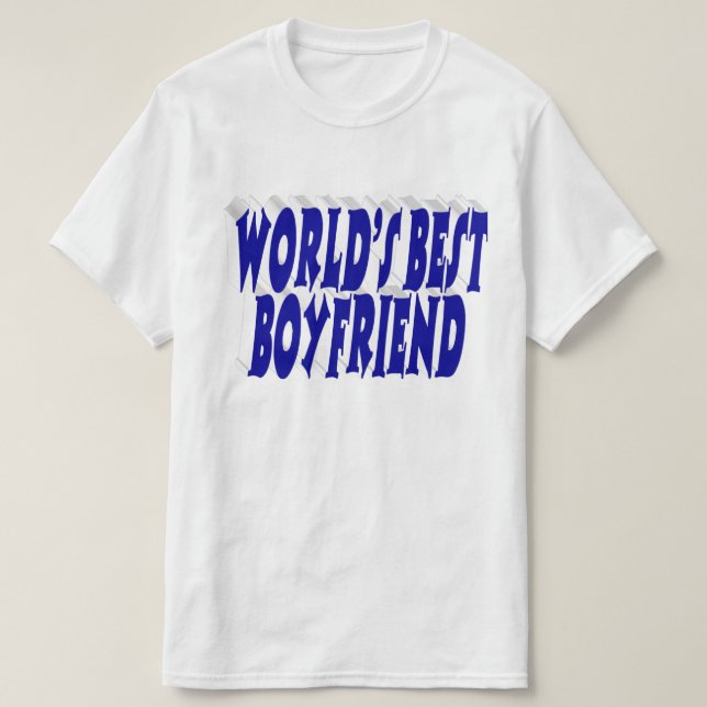 Boyfriend with blue typography T-Shirt (Design Front)