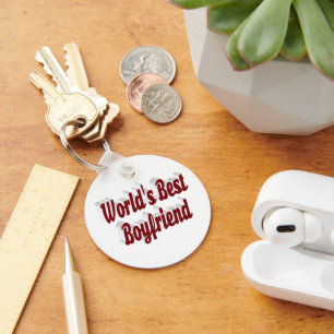 Boyfriend with burgundy script  key ring