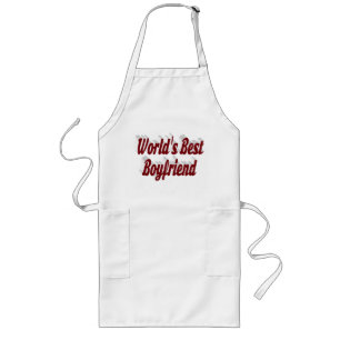 Boyfriend with burgundy script long apron
