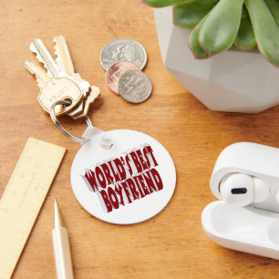 Boyfriend with burgundy typography  key ring