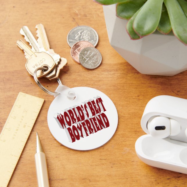 Boyfriend with burgundy typography  key ring (Desk)