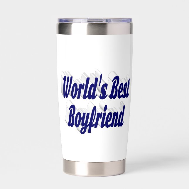 Boyfriend with dark blue half script insulated tumbler (Front)