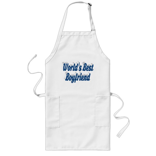 Boyfriend with sea blue script long apron (Front)