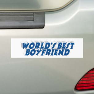 Boyfriend with sea blue typography bumper sticker