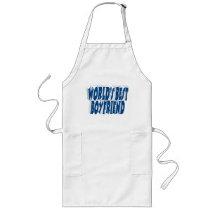 Boyfriend with sea blue typography long apron