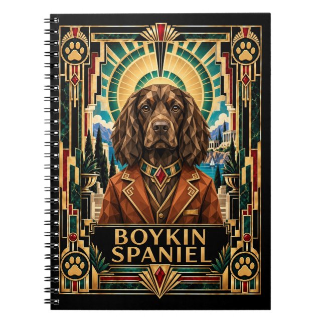 Boykin Spaniel, Art Deco Dog Notebook (Front)