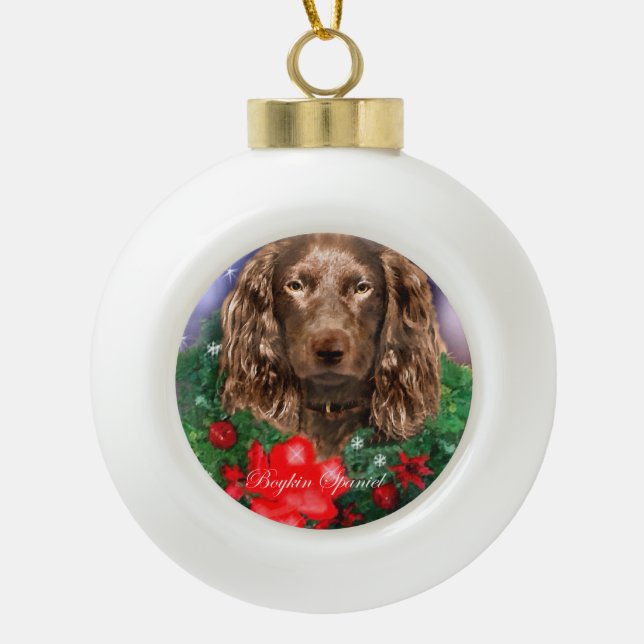 Boykin Spaniel Christmas Ceramic Ball Christmas Ornament (Front)
