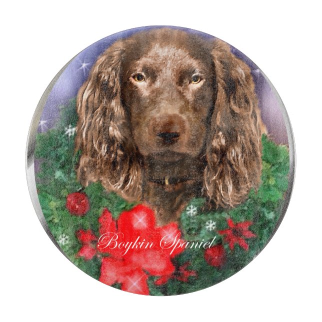 Boykin Spaniel Christmas Cutting Board (Front)