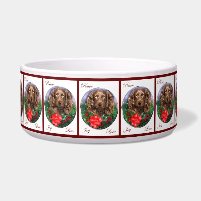 Boykin Spaniel Christmas Dog Bowl (Front)