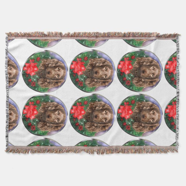 Boykin Spaniel Christmas Throw Blanket (Front)