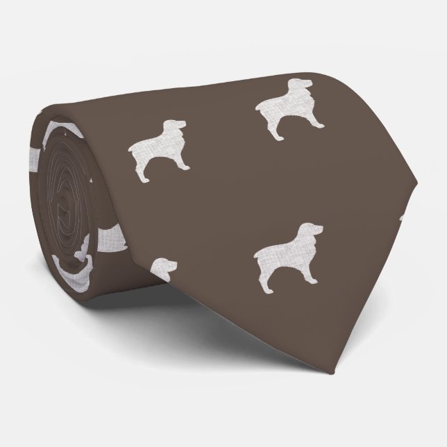 Boykin Spaniel Dog Breed Silhouettes Pattern Tie (Rolled)